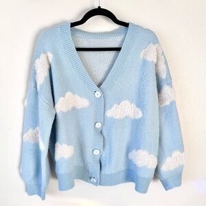 🌷Sky Blue Cloud Snuggly Women's Sweater - Oversized Sz Lg (estimate)